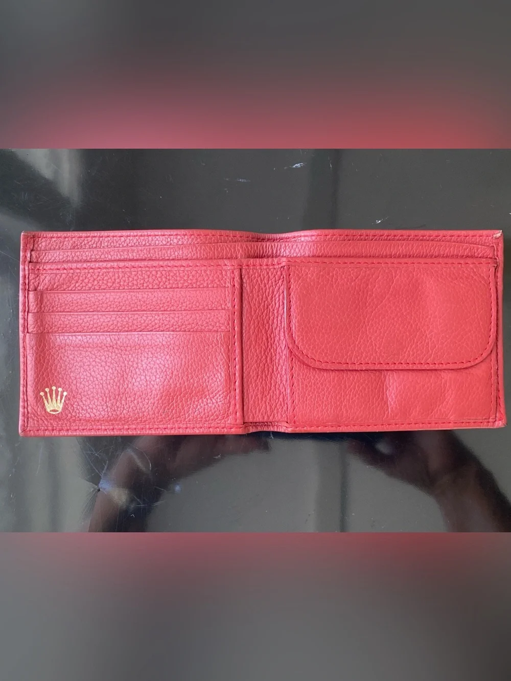 Rolex Bifold Wallet. Red Leather. Iconic Craftsmanship